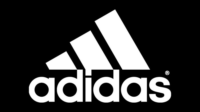 Adidas logo with three stripes and text
