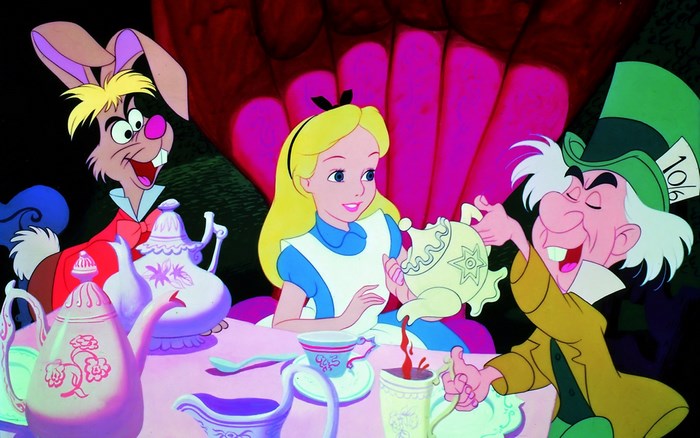 Alice and the Mad Hatter at a Tea Party