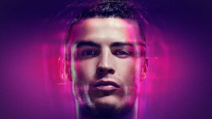 Cristiano Ronaldo with Neon Pink Glow Effect