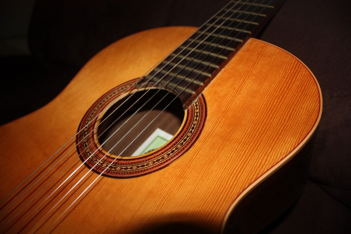 Close-up of a classical guitar