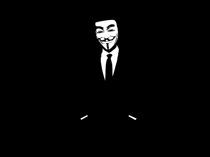 Anonymous Guy Fawkes mask in suit