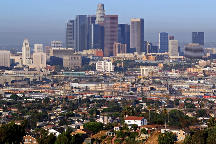Los Angeles Skyline and Residential Area