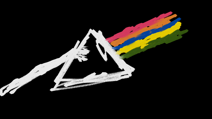 Pink Floyd prism with rainbow spectrum