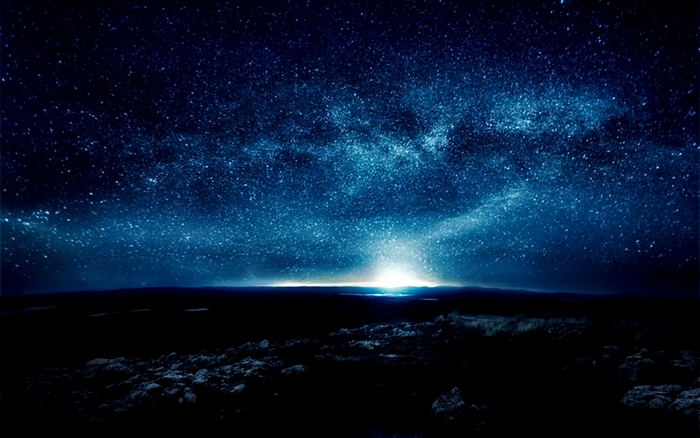 Night sky with stars and horizon