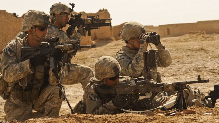 US Army soldiers in desert environment