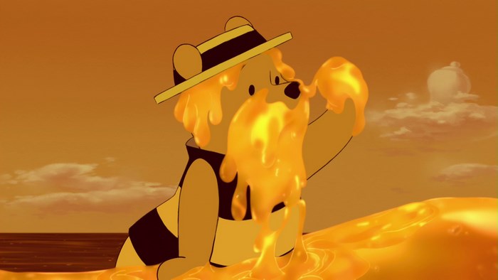 Winnie the Pooh covered in honey