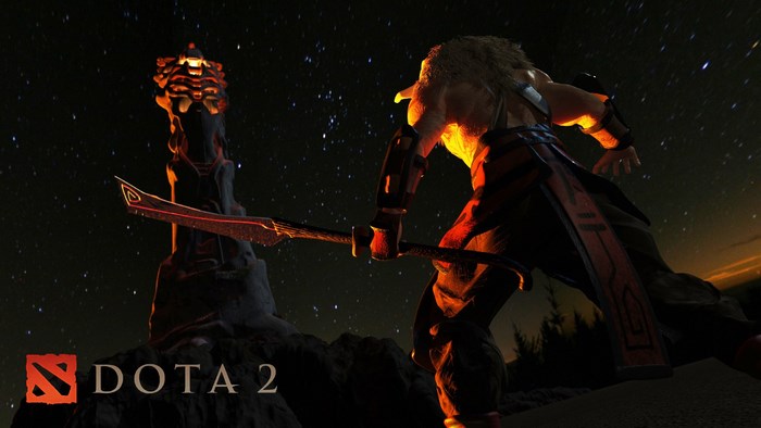 Axe from Dota 2 on a starry night