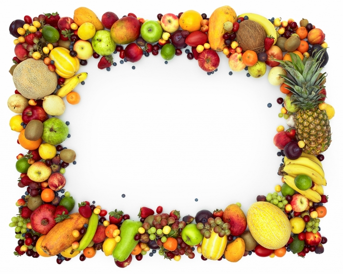Assortment of fresh fruits arranged in a border