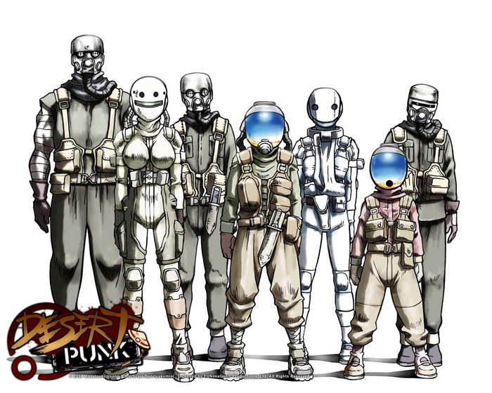 Desert Punk characters in protective suits