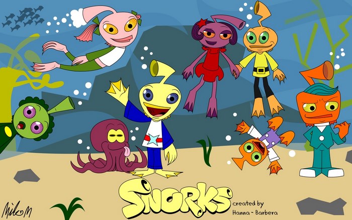 The Snorks characters underwater