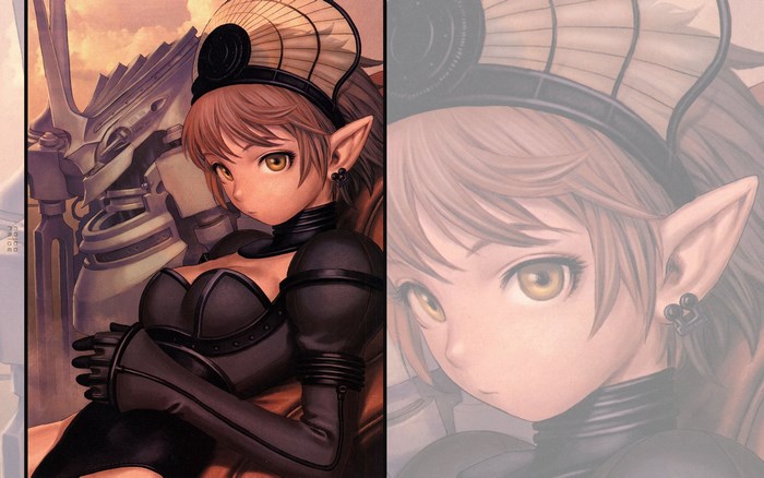 Girl with elven ears and mechanical armor
