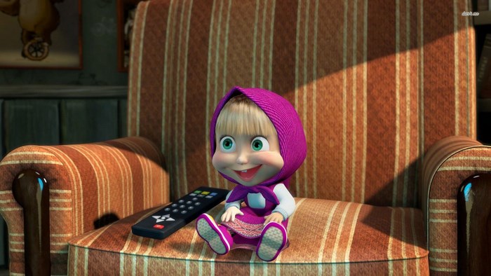 Masha Sitting on Armchair in Masha and the Bear