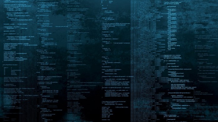 Programming code on a dark blue background
