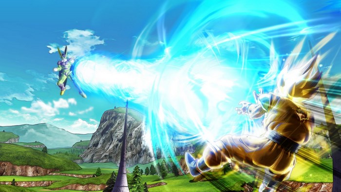 Cell and Goku from Dragon Ball Xenoverse fighting