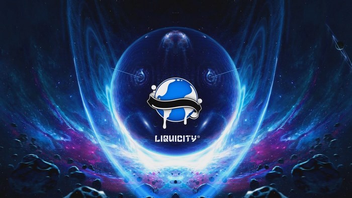 Liquicity logo in a cosmic nebula