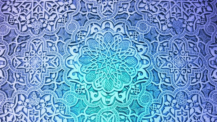 Intricate blue and turquoise ornamental pattern