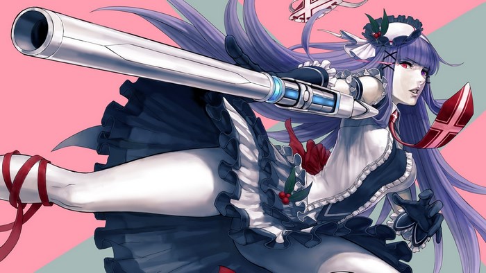 Stocking from Panty & Stocking with Garterbelt holding a gun