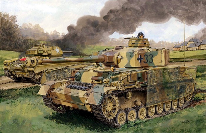 German Panzer IV tanks in battle