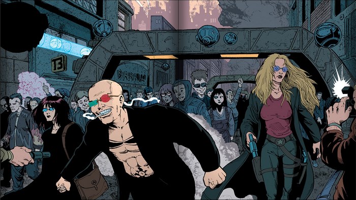 Transmetropolitan: Spider Jerusalem and crowd