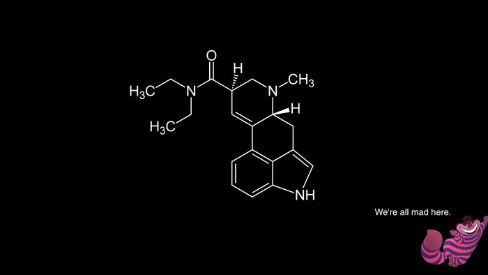 LSD molecule and Cheshire Cat quote