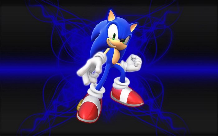 Sonic the Hedgehog in front of blue energy