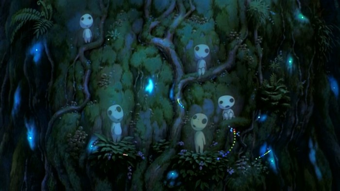 Kodama from Princess Mononoke in a forest