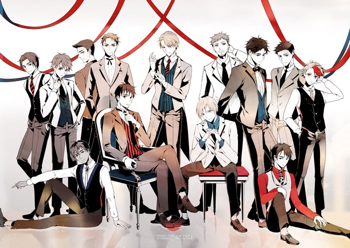 Yuri!!! on Ice characters in formal wear