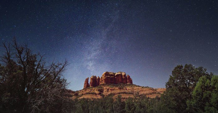Cathedral Rock at Night with Milky Way