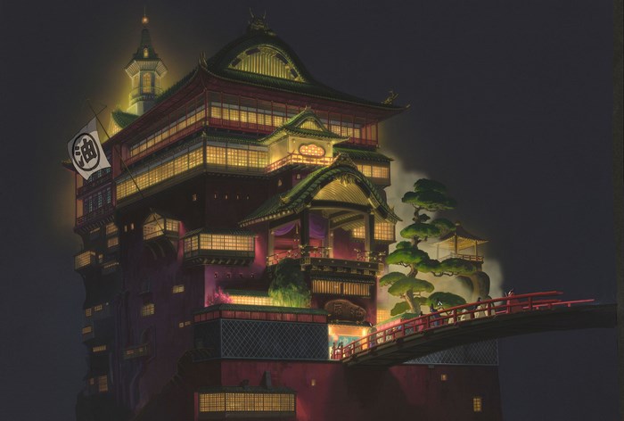Spirited Away bathhouse at night