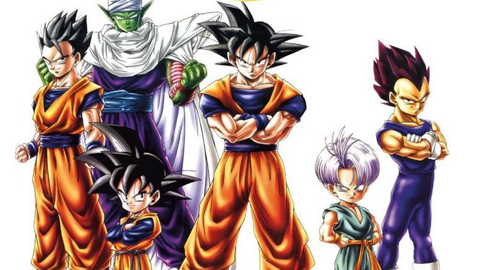 Dragon Ball Z characters: Gohan, Piccolo, Goku, Trunks, Vegeta