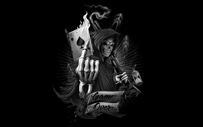 Grim Reaper with Flaming Ace and Hourglass