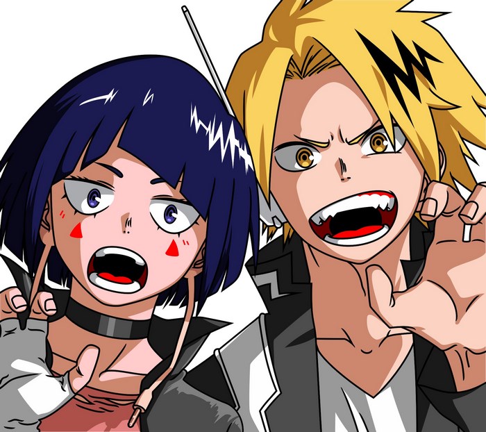 Kyoka Jiro and Denki Kaminari from My Hero Academia
