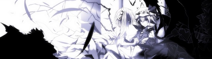 Anime girls with wings and feather