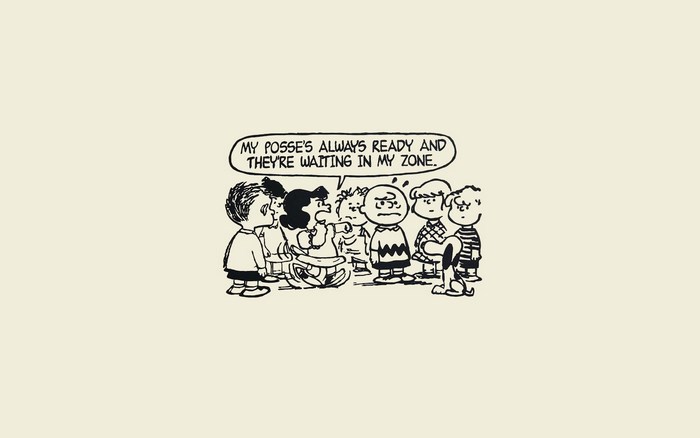 The Peanuts gang with Lucy speaking