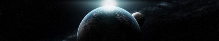 Space planets and moon with sun flare