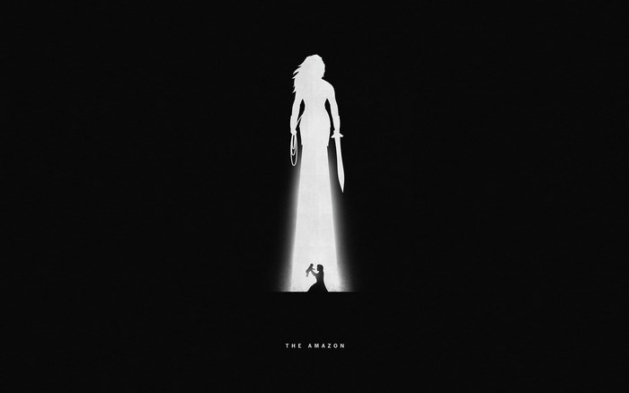 Wonder Woman silhouette with lasso and sword