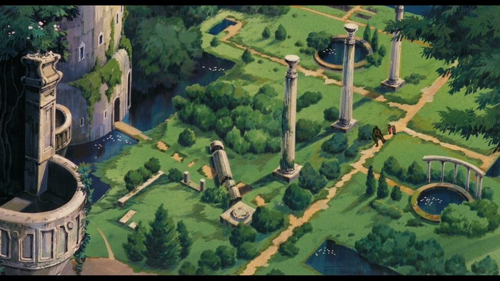 Castle in the Sky landscape with ruins and figures