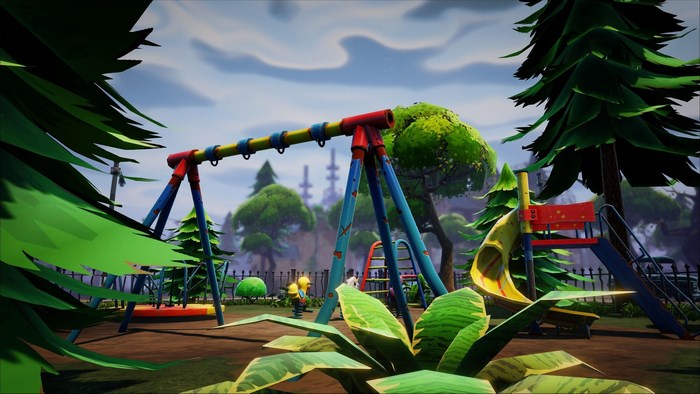 Fortnite playground with swings and slide