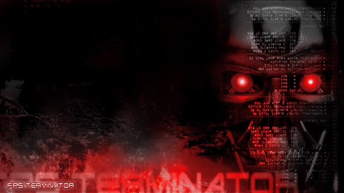 FPS Terminator Skull with Red Eyes