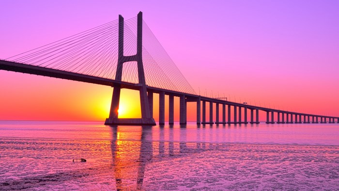 Vasco da Gama Bridge at sunset