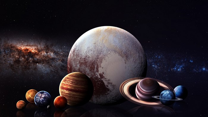 Solar system planets and galaxy