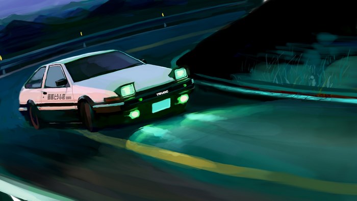 Initial D AE86 Racing at Night