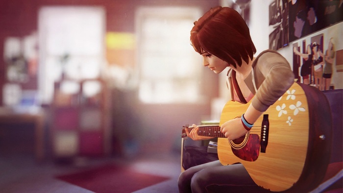 Max Caulfield from Life is Strange playing guitar