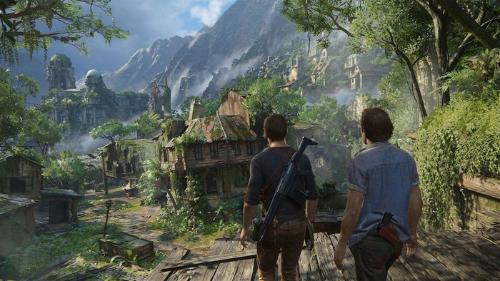 Nathan Drake and companion in Uncharted 4