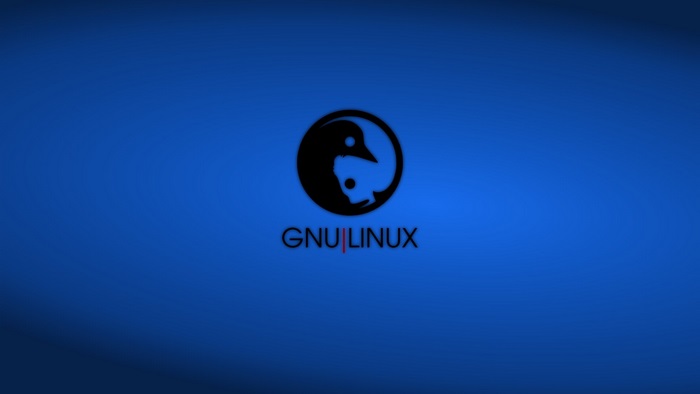 GNU Linux logo with penguins and text
