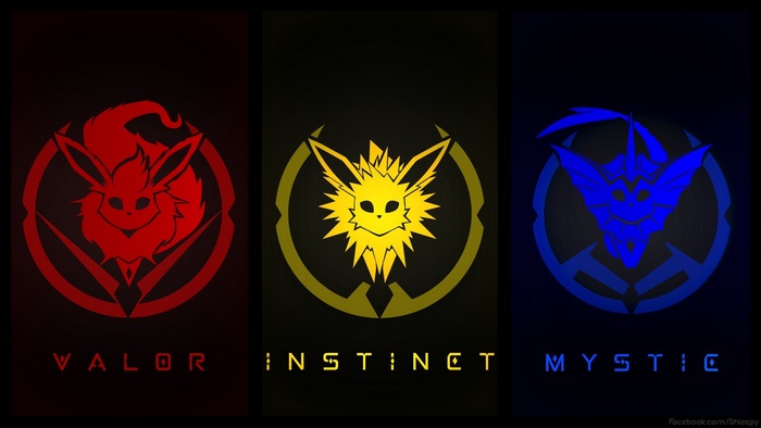Pokemon GO Valor, Instinct, and Mystic logos