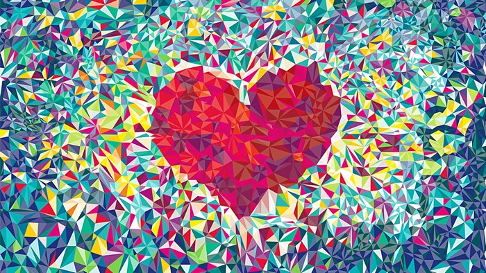 Colorful geometric heart pattern