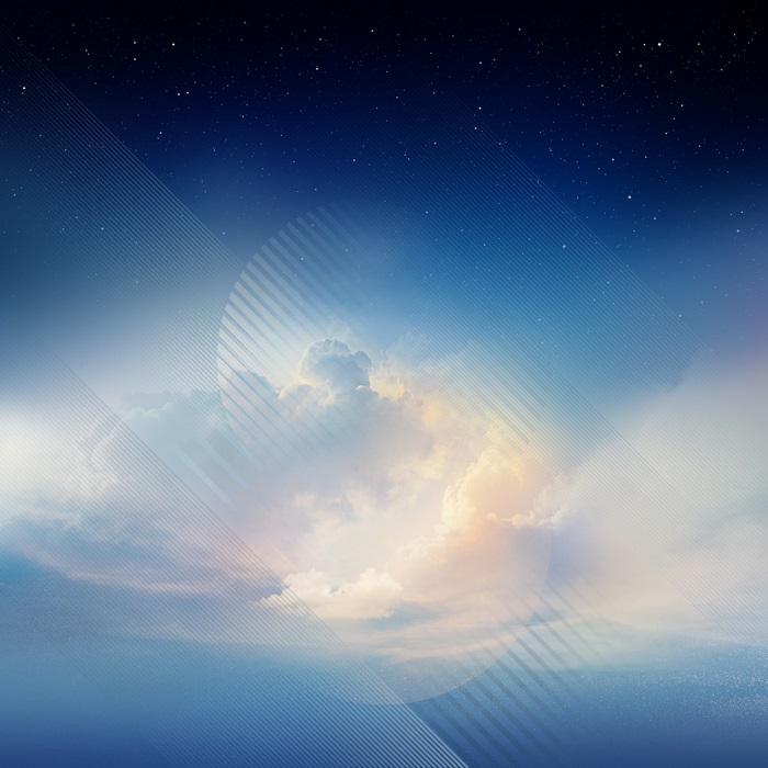 Blue sky with clouds and stars