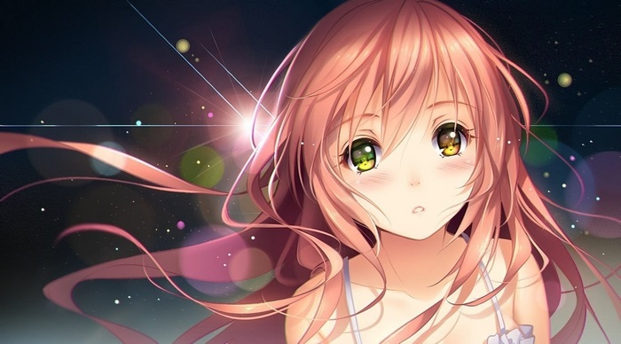 Anime girl with pink hair and green eyes 4K
