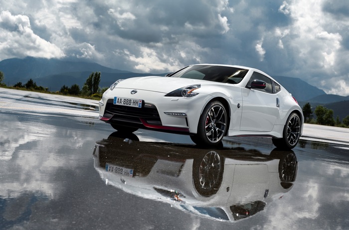 White Nissan 370Z on Wet Road
